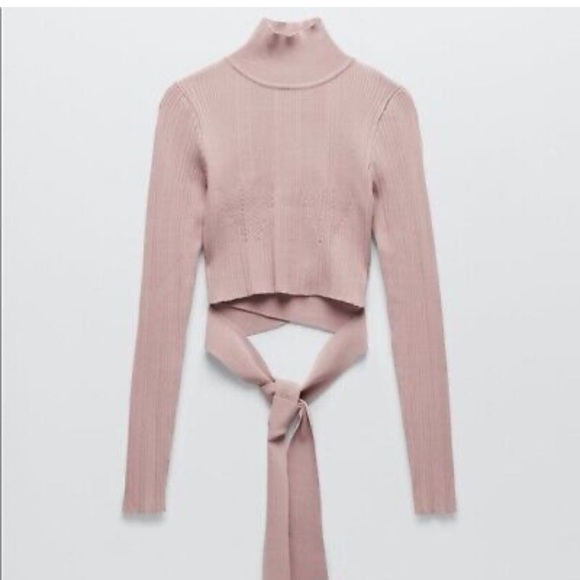 ZARA TIED KNIT TOP - Picture 2 of 4